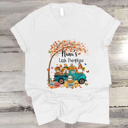 Fall Gnomes Truck Grandma's Little Pumpkins And Kids CTH01 V-Neck