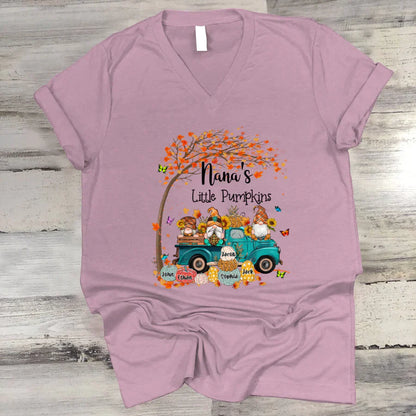 Fall Gnomes Truck Grandma's Little Pumpkins And Kids CTH01 V-Neck