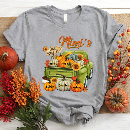 Fall Season Green Truck Mimi Personalized T-Shirt