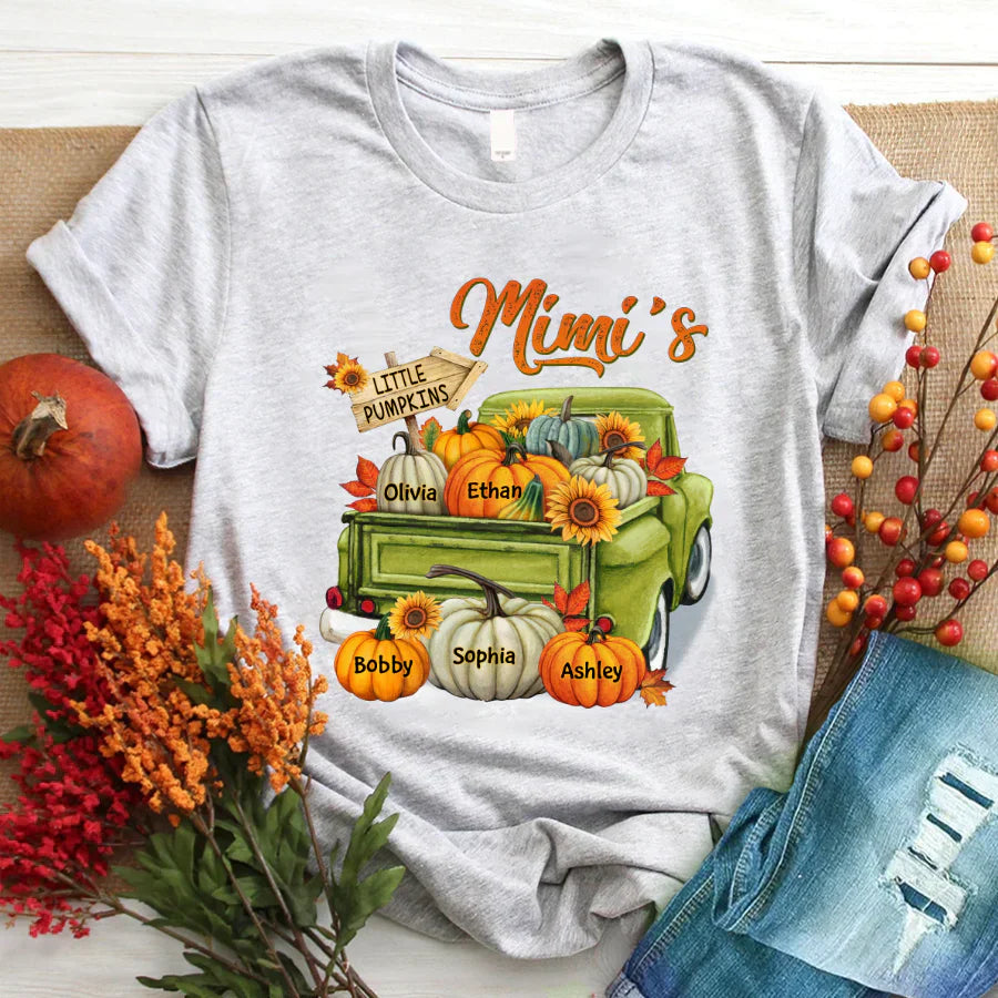 Fall Season Green Truck Mimi Personalized T-Shirt