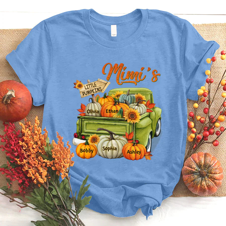 Fall Season Green Truck Mimi Personalized T-Shirt