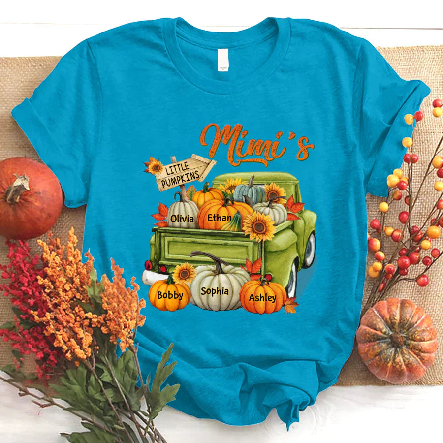Fall Season Green Truck Mimi Personalized T-Shirt