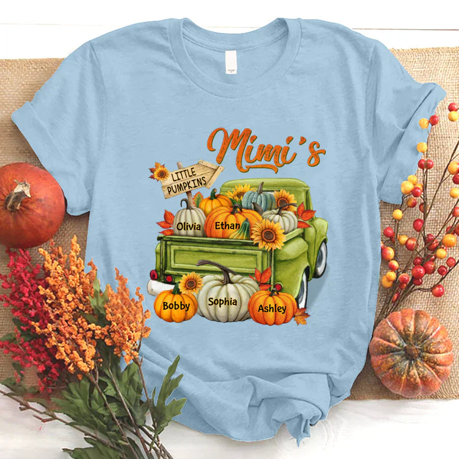 Fall Season Green Truck Mimi Personalized T-Shirt