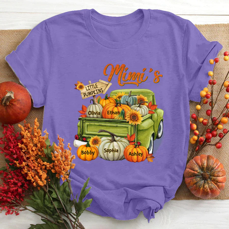 Fall Season Green Truck Mimi Personalized T-Shirt