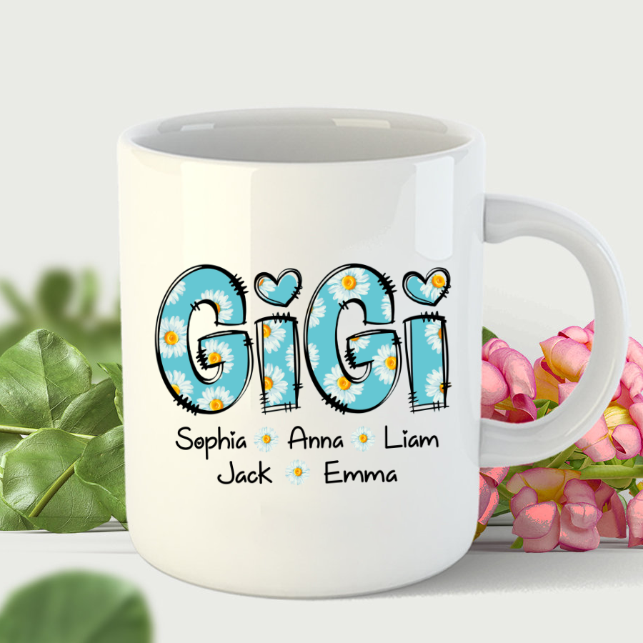 Gigi Blue Daisy And Grandkids Mother's Day Mug