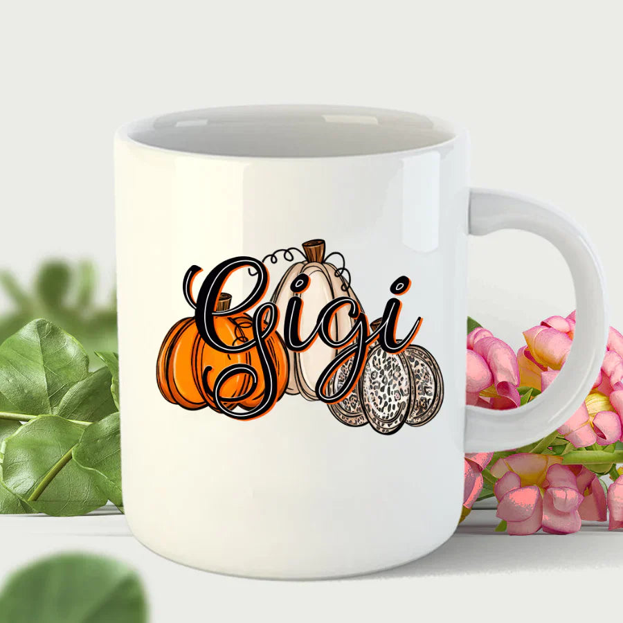 Gigi Pumpkins Leopard Autumn Mug