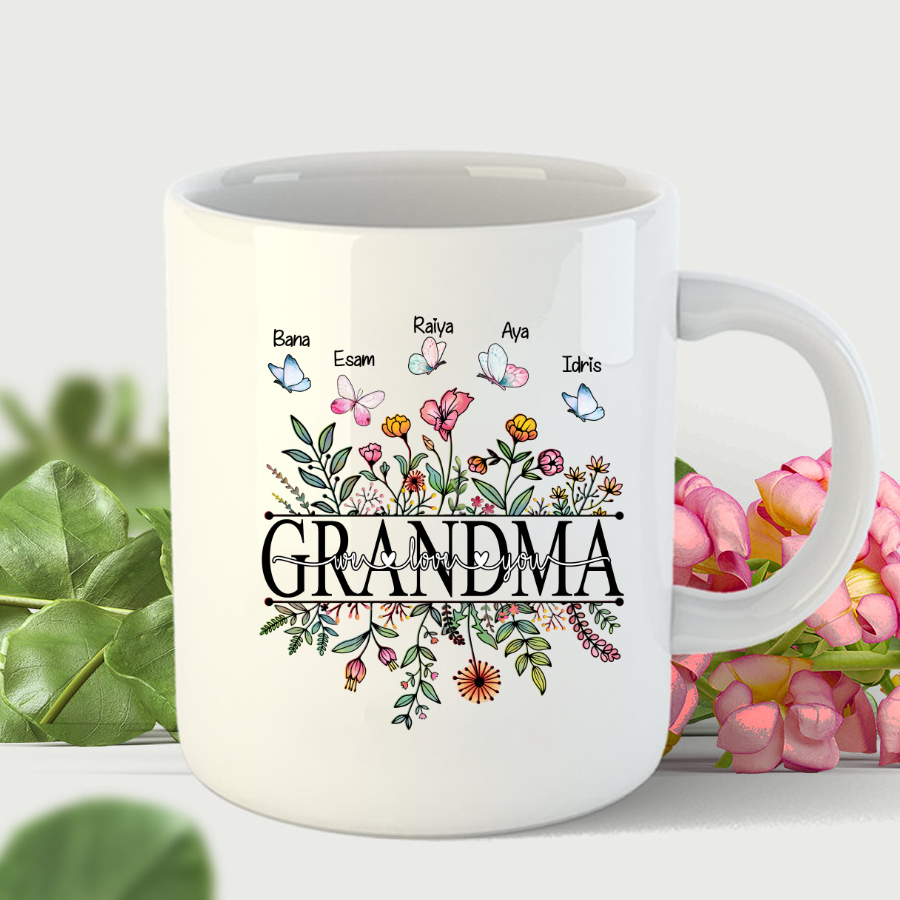 Grandma Flower We Love You Mug