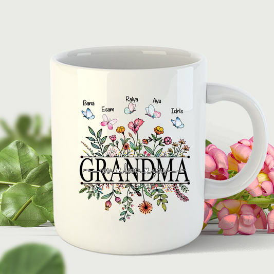 Grandma Flower We Love You Mug