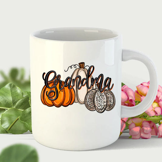 Grandma Pumpkins Leopard Autumn Mug