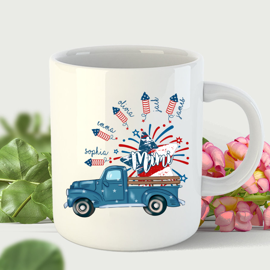 Grandma Truck Star 4th Of July and grandkids CL01 Mug
