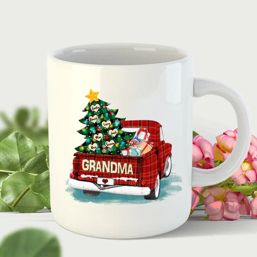 Grandma and Grandkids Christmas Truck 2022 Mug