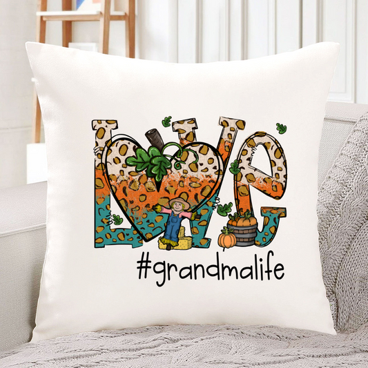 Love Grandmalife Leopard Leaves Pumpkin Indoor Pillow