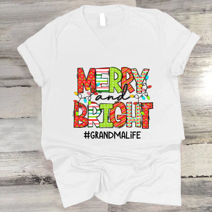 Merry And Bright Grandma Life CTH01 V-Neck
