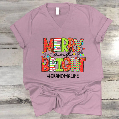 Merry And Bright Grandma Life CTH01 V-Neck