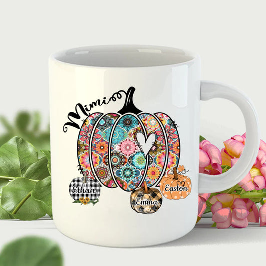 Mimi Pumpkins With Grandkids Flower Mug
