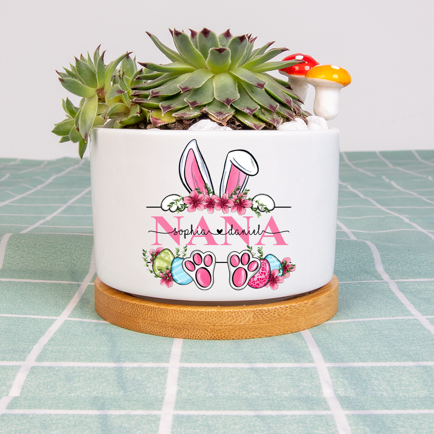 Nana Bunny And Kids, Gift For Grandma, Grammy, Mama, Nana, Mimi, Mother Day CTH01 Plant Pot