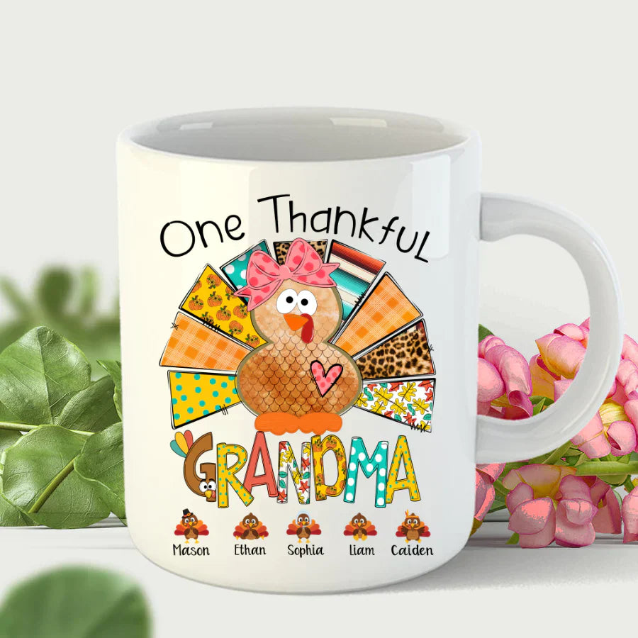 One Thankful Grandma Thanksgiving Turkey Mug