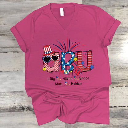 Patriotic Doodle 4th Of July Abu And Grandkid CTH01 V-Neck