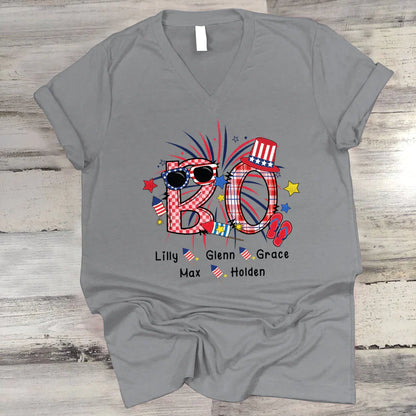 Patriotic Doodle 4th Of July BO And Grandkid CTH01 V-Neck