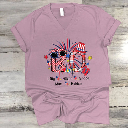 Patriotic Doodle 4th Of July BO And Grandkid CTH01 V-Neck