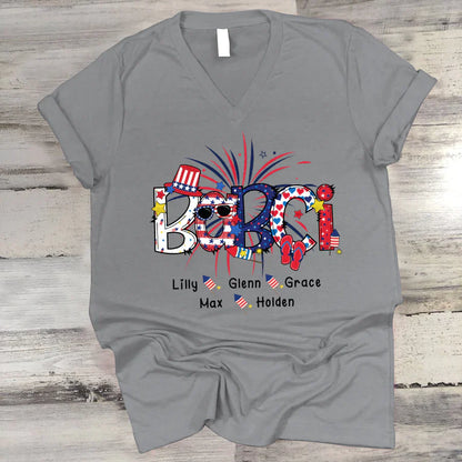 Patriotic Doodle 4th Of July Babci And Grandkid CTH01 V-Neck