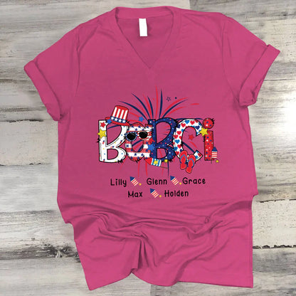Patriotic Doodle 4th Of July Babci And Grandkid CTH01 V-Neck