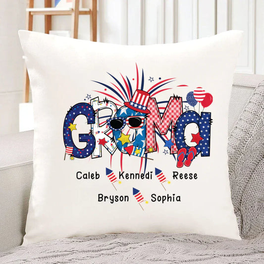 Patriotic Doodle 4th Of July GRAMA And Grandkid CTH01 Indoor Pillow