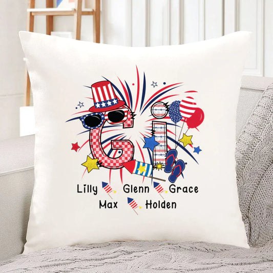 Patriotic Doodle 4th Of July Gi And Grandkid CTH01 Indoor Pillow