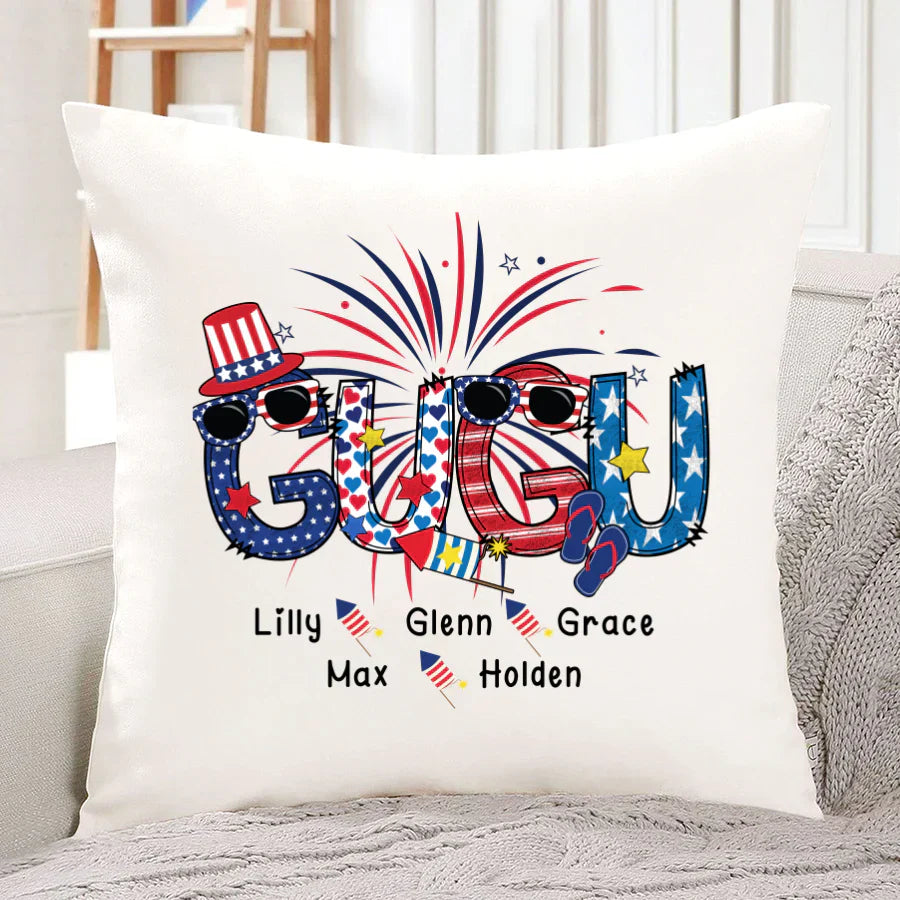 Patriotic Doodle 4th Of July Gugu And Grandkid CTH01 Indoor Pillow