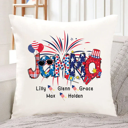 Patriotic Doodle 4th Of July Jamma And Grandkid CTH01 Indoor Pillow