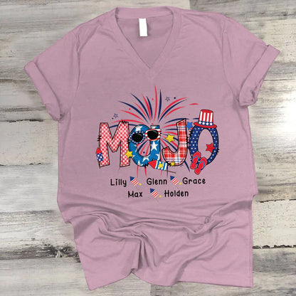 Patriotic Doodle 4th Of July MaJo And Grandkid CTH01 V-Neck