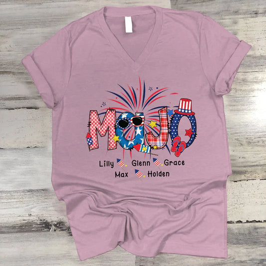 Patriotic Doodle 4th Of July MaJo And Grandkid CTH01 V-Neck