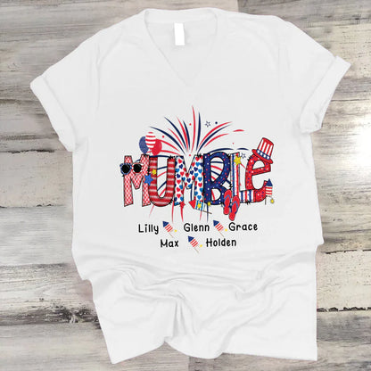 Patriotic Doodle 4th Of July Mumble And Grandkid CTH01 V-Neck