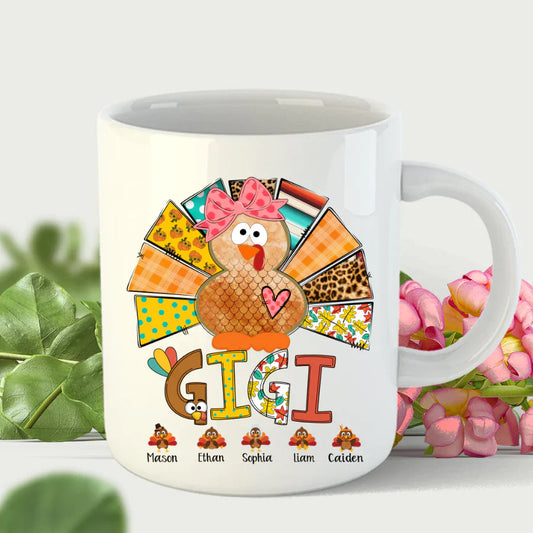 Personalized Gigi Thanksgiving Turkey Flower Mug