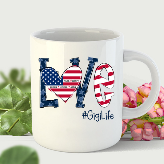 Personalized Love Gigi Life American Flag Mug