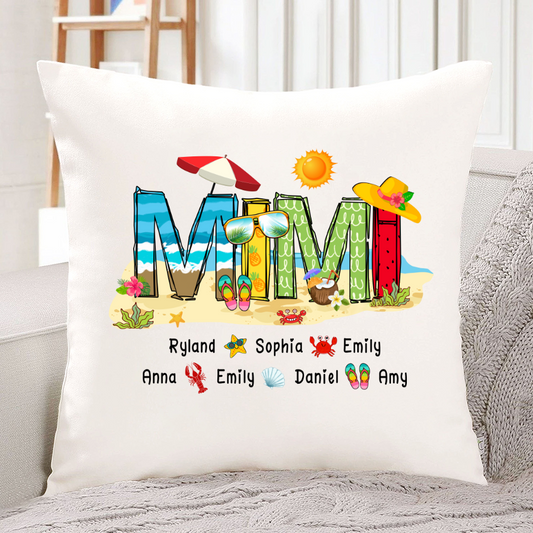 Personalized Mimi Summer Beach Color Kid Names Custom Indoor Pillow