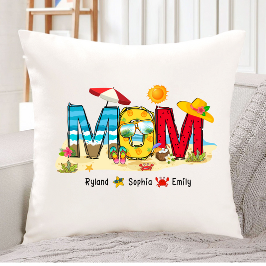 Personalized Nana Grandma Summer Beach Color Kid Names Custom Indoor Pillow