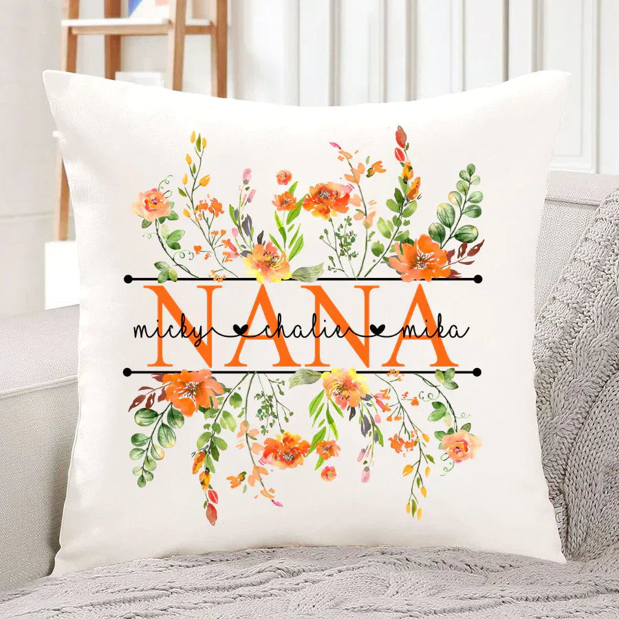 Summer Flowers Nana And Grandkids CTH01 Indoor Pillow