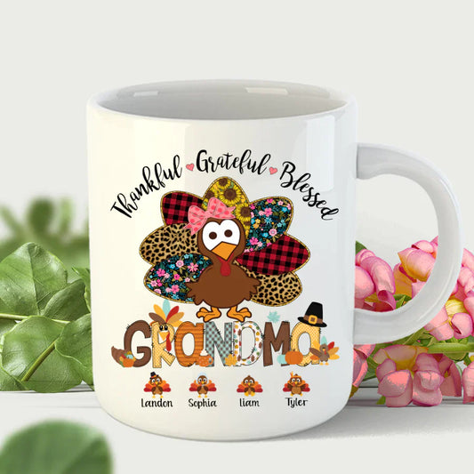 Thankful Greatful Blessed Grandma Turkey Mug