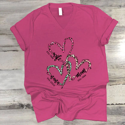 Wife Mom Nana Est Heart CTH01 V-Neck