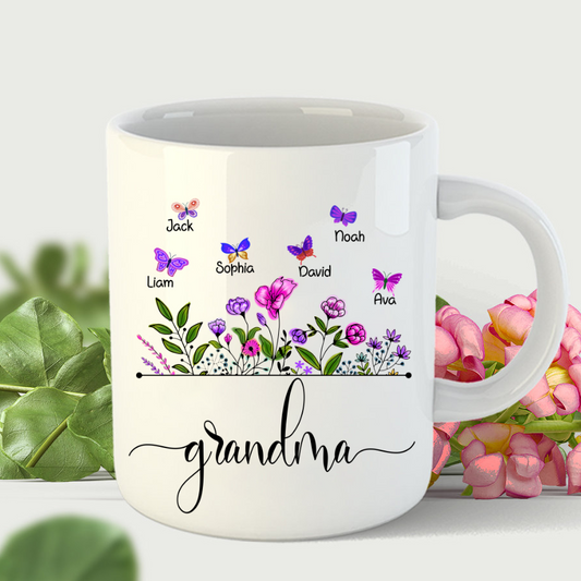 Wildflowers And Butterflies Shirts For Grandmapng Mug
