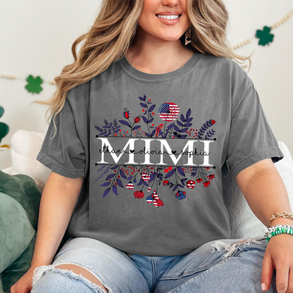 Comfort Colors® Mimi Wildflower Flag American And Grandkids Shirt Gift for Grandma
