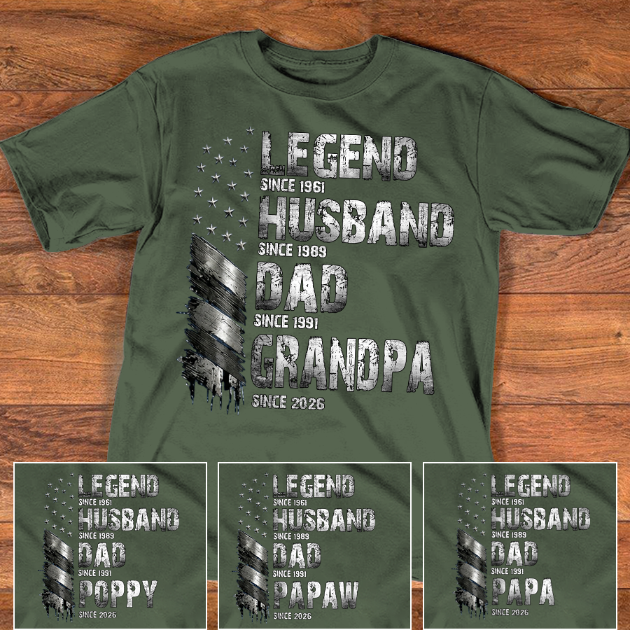 Papa Man Myth Legend Shirt, Custom Family Name Shirt, Patriotic Papa T-shirt, Personalized Father's Day Gift, Gift for Dad, Grandpa Shirt, Custom Name Tee