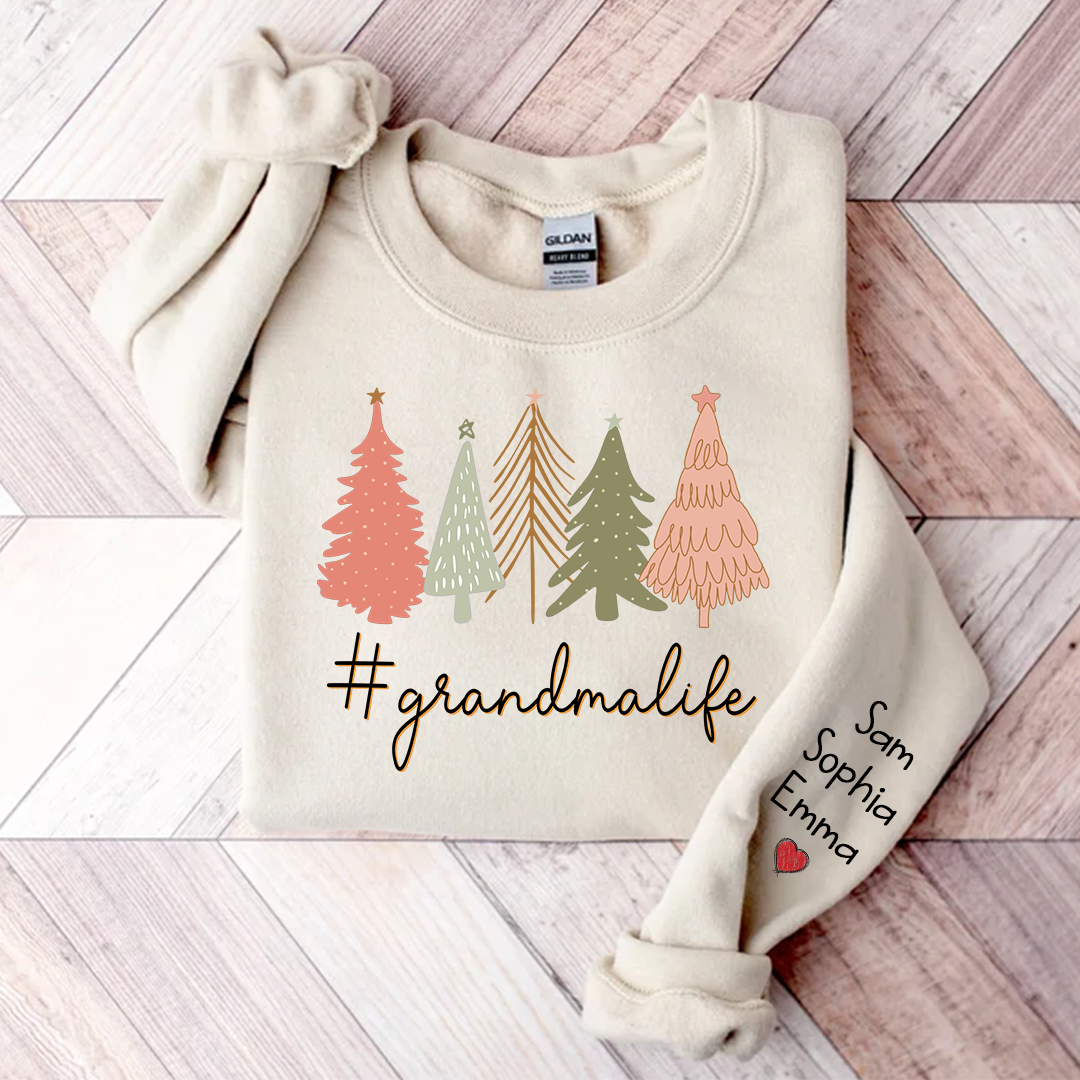 Christmas Tree Custom Grandmalife And Kids Merry Christmas, Grandma Gift Sweatshirt