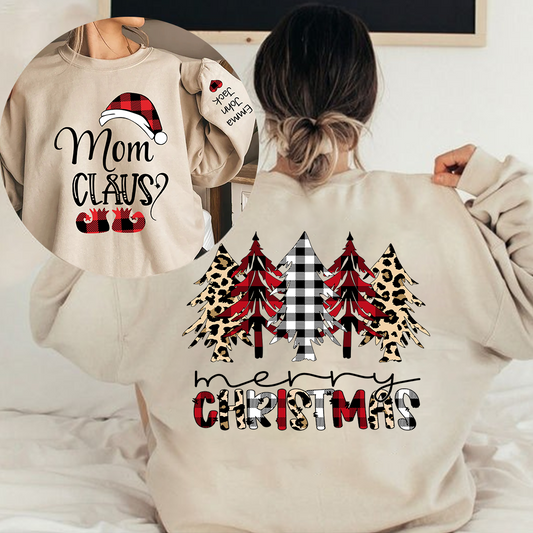 Custom Name Mom Claus Merry Christmas And Momkids Sweatshirt