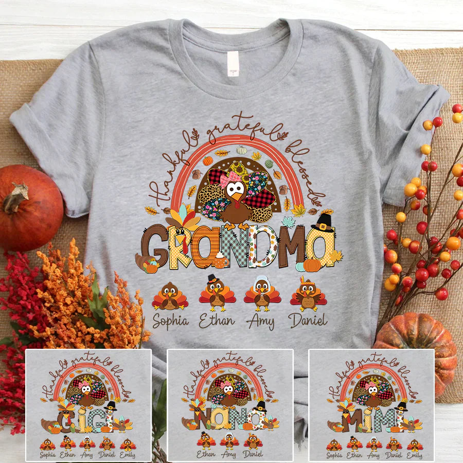Thankful Grateful Blessed Grandma Turkey CTL01 T-Shirt