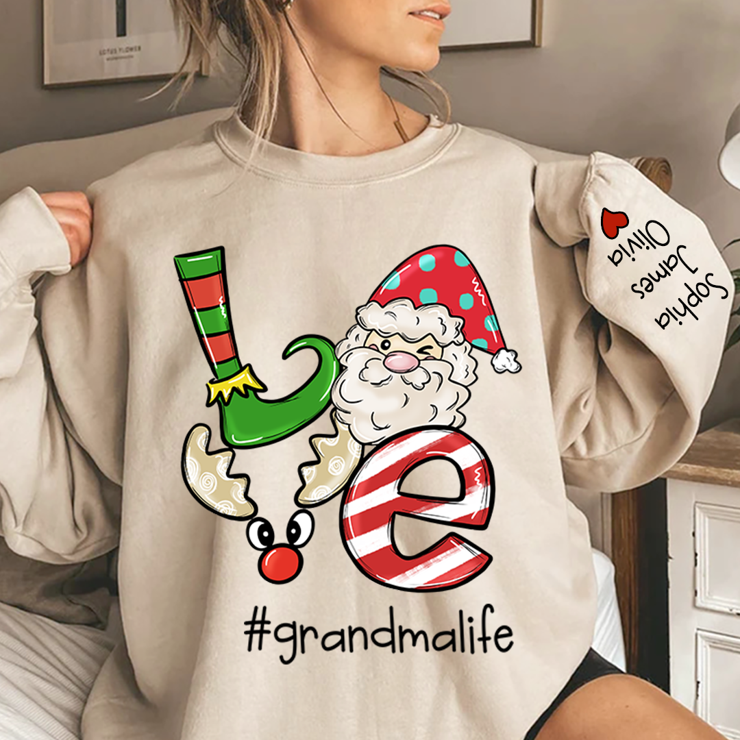 Personalized Love grandmalife Merry Christmas and Grandkids Sweatshirt