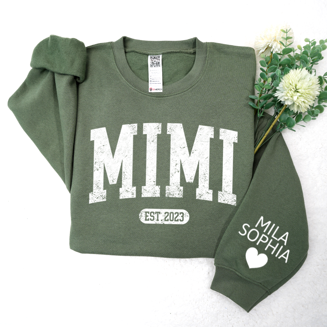 Custom Mimi Est with Granddaughter and Grandson Names Sweatshirt