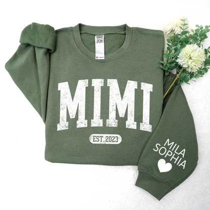 Custom Mimi Est with Granddaughter and Grandson Names Sweatshirt