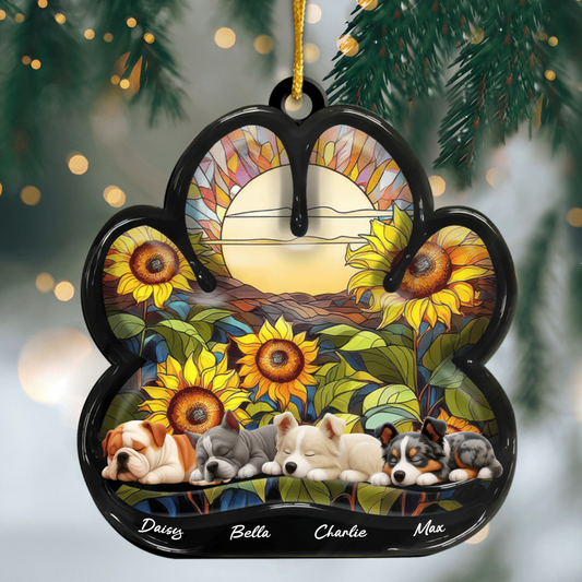 Custom Dog Pawprint Acrylic Ornament – Personalized Pet Memorial Keepsake for Christmas Ornament